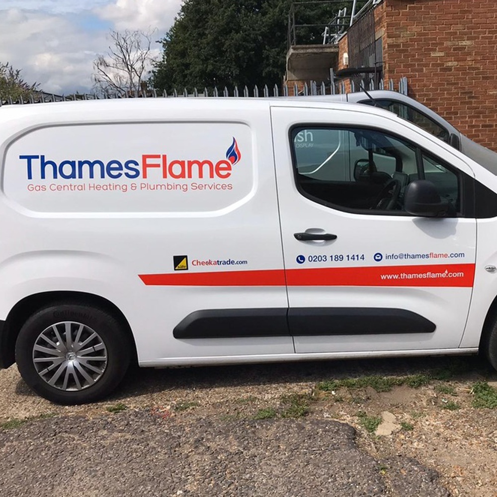 Small Van Graphics Thames Flame